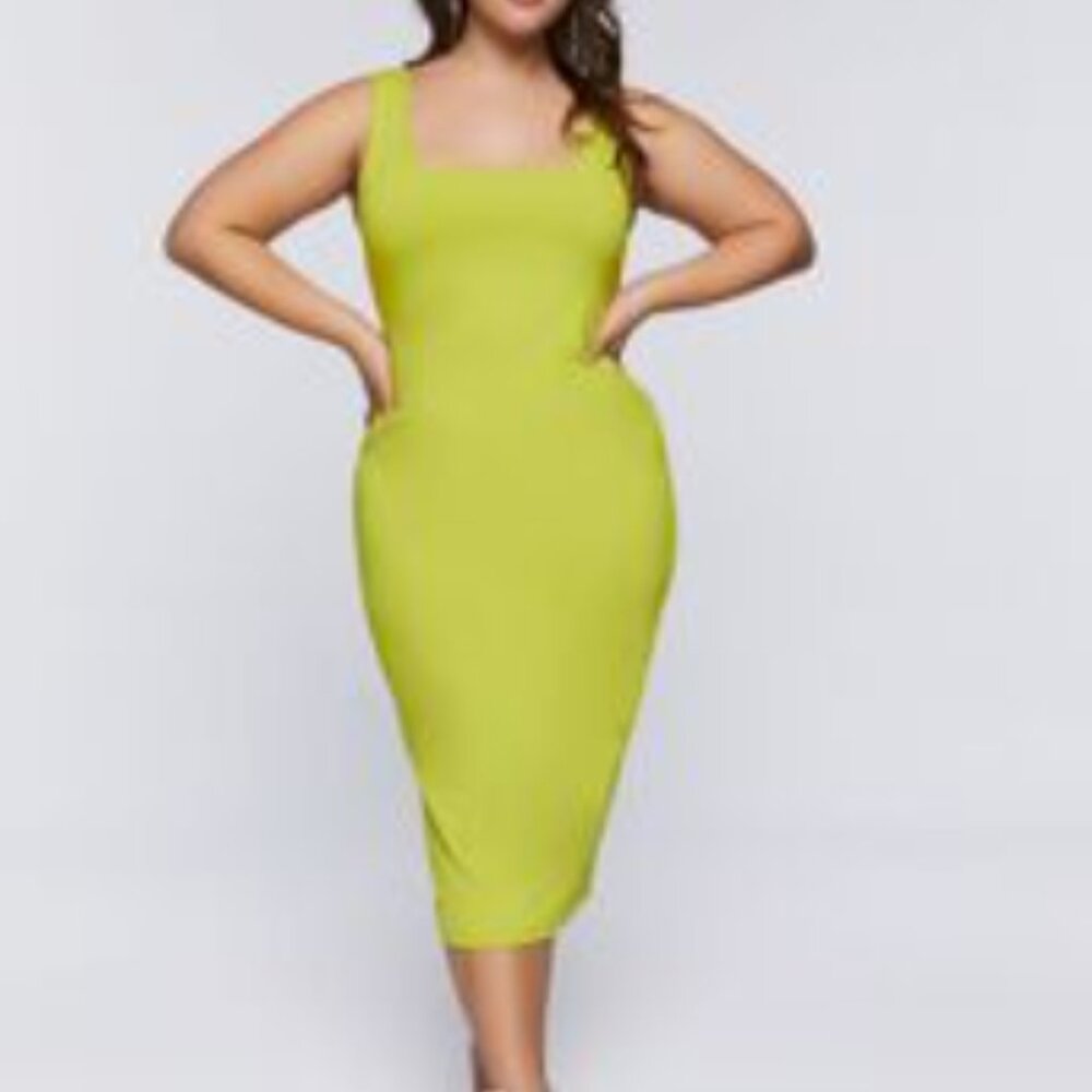 NWT 0X Forever 21 Sleeveless Neon Midi dress